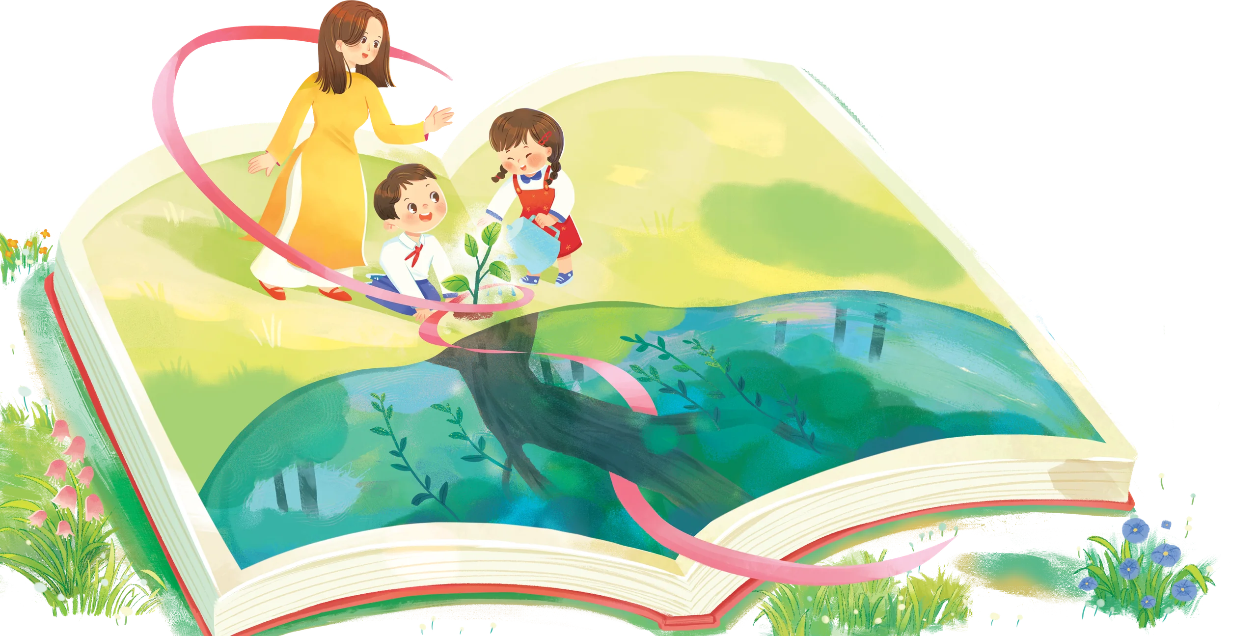 Gia đình đọc sách và tham gia cuộc thi sống xanh