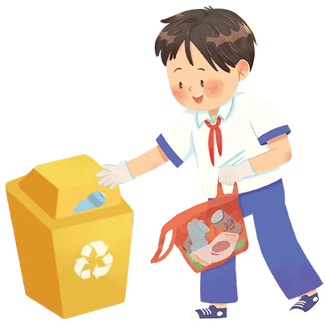 Bé trai sáng tạo video sống xanh - minh họa vòng sáng tạo và lan toả